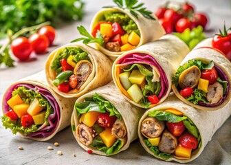A top-down view reveals the hearty, flavorful fillings in these amazing wraps.