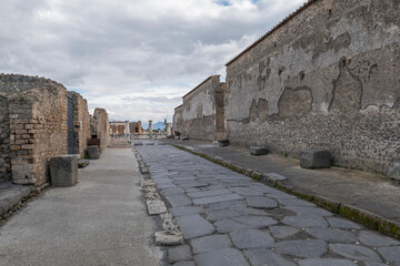 Pompeii the ancient Roman city affected by the eruption of Mount Vesuvius near Naples Italy