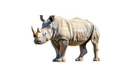 Obraz premium Rhinoceros in natural pose, white background