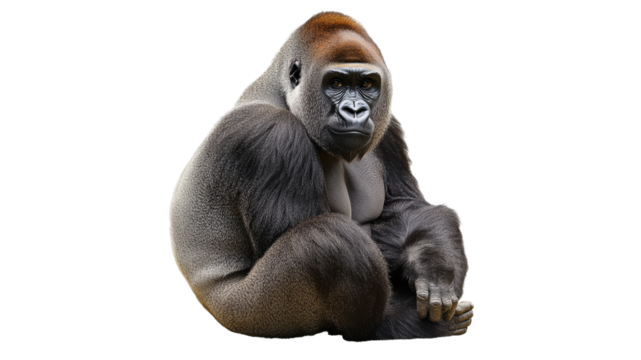 Majestic gorilla resting in a natural pose