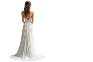Elegant bride in a flowing white dress