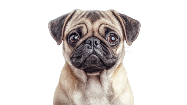 Pug with expressive eyes posing for a portrait