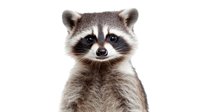 Raccoon standing upright with curious expression
