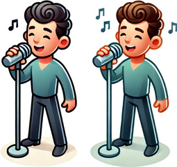 cartoon businessman with phone