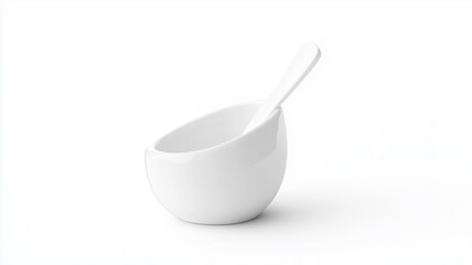 Ultra-realistic image of a white ceramic kitchen spoon holder with a minimalist design, isolated on a white background
