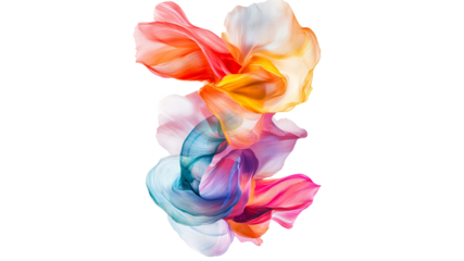 Colorful abstract design of flowing fabric shapes