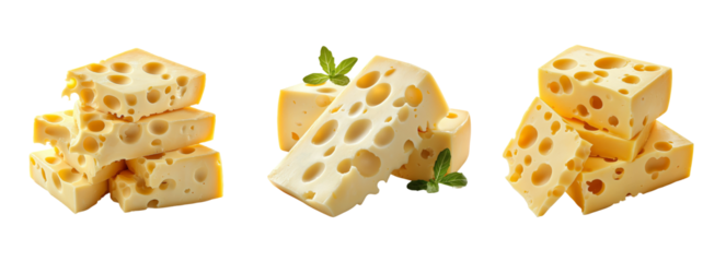 Cheddar Cheese Blocks with Holes and Herbs