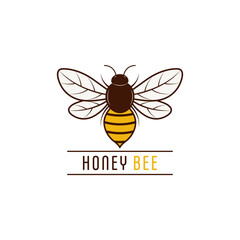 Honey bee logo design template. Flying honey bee icon. Vector illustration.
