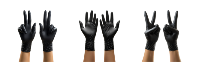 Hands with Black Gloves Gestures for Various Uses
