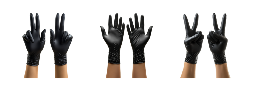 Hands with Black Gloves Gestures for Various Uses
