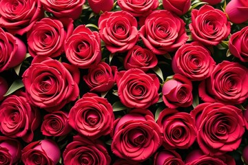 A Lush Arrangement of Red Roses in Full Bloom: Nature's Beauty Captured with Vibrant Petals and Rich Greenery, Perfect for Celebrations or Romantic Occasions