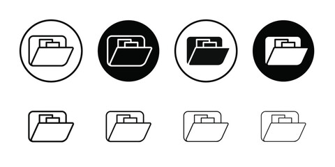 Archive folders icon Black line art vector logo set