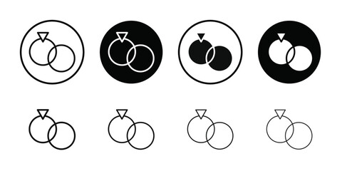 Couple Ring icon Black line art vector logo set