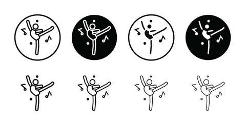 dance icon Black line art vector logo set