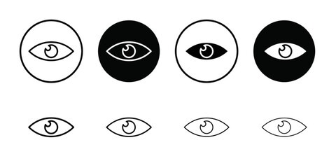 Eye icon Black line art vector logo set