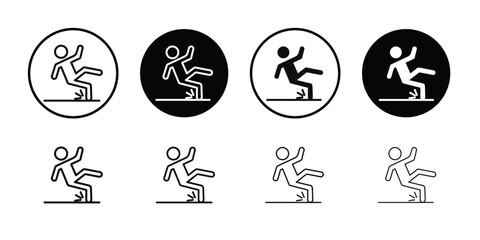 Fototapeta premium fall accident icon Black line art vector logo set
