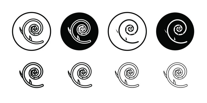 fiddleheads icon Black line art vector logo set