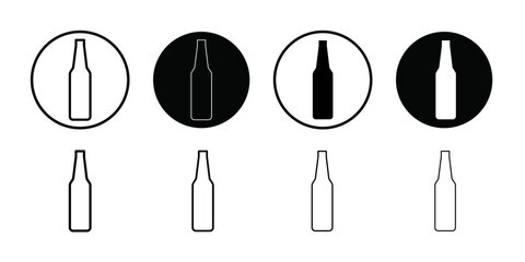 Glass bottle icon Black line art vector logo set