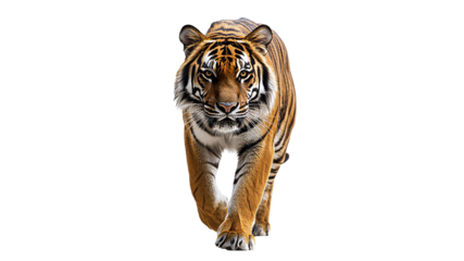 Tiger approaching in a bright scene