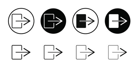 Logout icon Black line art vector logo set