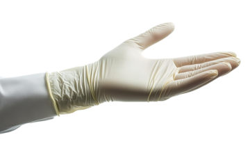 Gloved hand reaching out in a bright environment