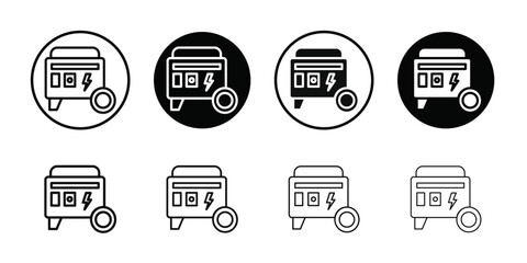 Portable power generator icon Black line art vector logo set