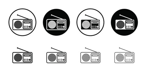 radio icon Black line art vector logo set