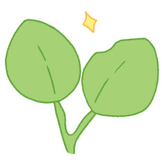 cute green round leaves doodle hand drawn illustration