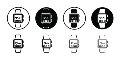 Smart watch icon Black line art vector logo set