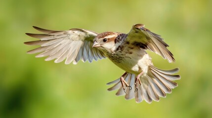 A bird hovering gracefully in midair as it watches the ground for prey