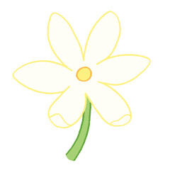 cute white gardenia flower doodle hand drawn illustration