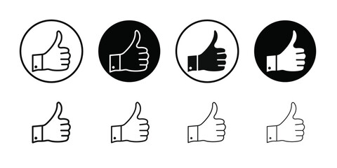 Thumbs Up icon Black line art vector logo set