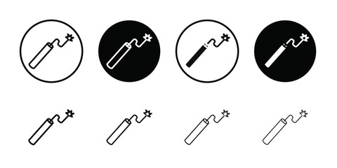 TNT dynamite icon Black line art vector logo set