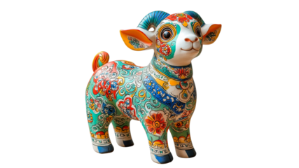 Vibrant decorative goat figure