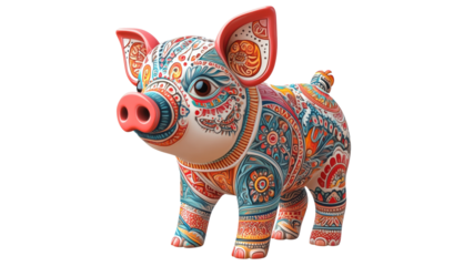 Colorful pig figurine with fine details