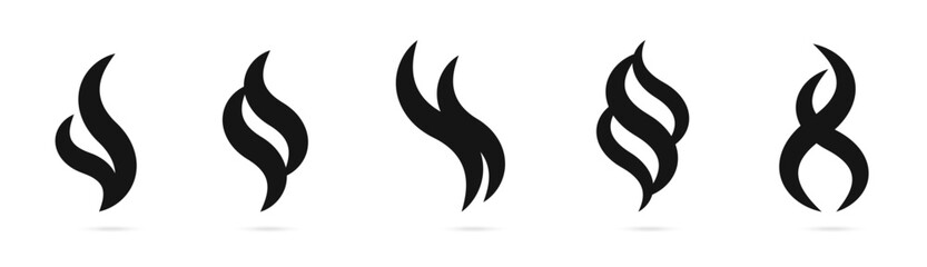 Vector smoke. Smoke, steam, smog, smell symbols. Smoke vector icons. Smoke icon set.