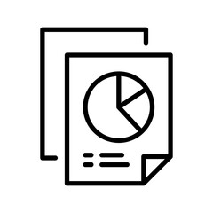 Black single financial statement line icon, simple business pie chart report flat design vector pictogram, infographic interface elements for app logo web button ui ux isolated on white background