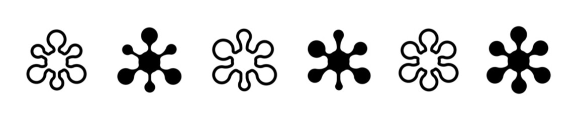 Atom icon. Atom icons set. Molecule symbols.