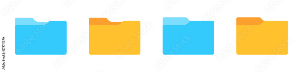 Poster file folders. file folder icon set. file folders with data documents. folder icons