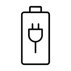 Black single charging battery indicator line icon, simple charging flat design vector pictogram, infographic interface elements for app logo web button ui ux isolated on white background