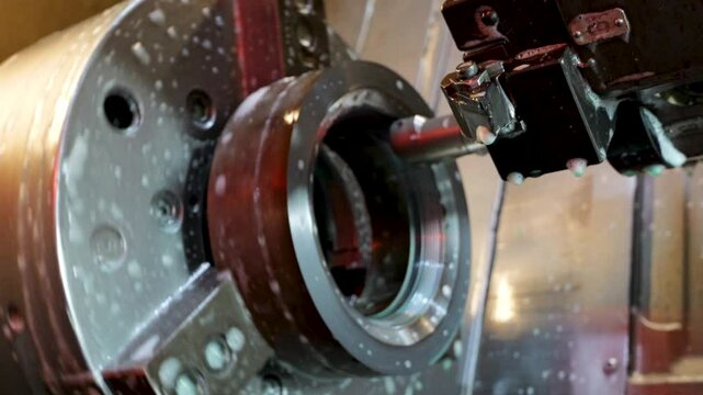 Automated machinery work safety and special clothing for those working in the CNC section of a heavy industry manufacturing plant