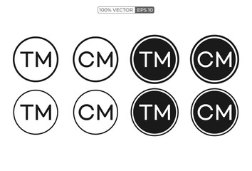 Copyright And Registered Trademark Icon Set Vector.