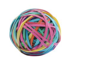 Colorful rubber band ball on a white background