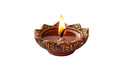 Traditional oil lamp burning with a vibrant flame