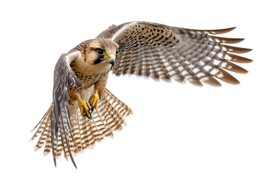 Majestic falcon soaring in clear sky