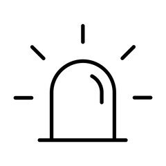 Black single alarm siren line icon, simple flasher alert flat design vector pictogram, infographic illustration for app logo web website button ui interface elements isolated on white background
