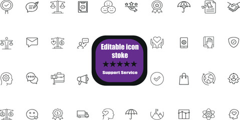 Simple Set of Help and Support Related Vector Line Icons.