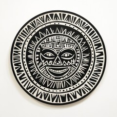Black and white circular sun face design artwork