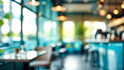 Abstract blur interior coffee shop or cafe for background