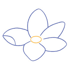 cute purple forget me not flower doodle hand drawn line art illustration